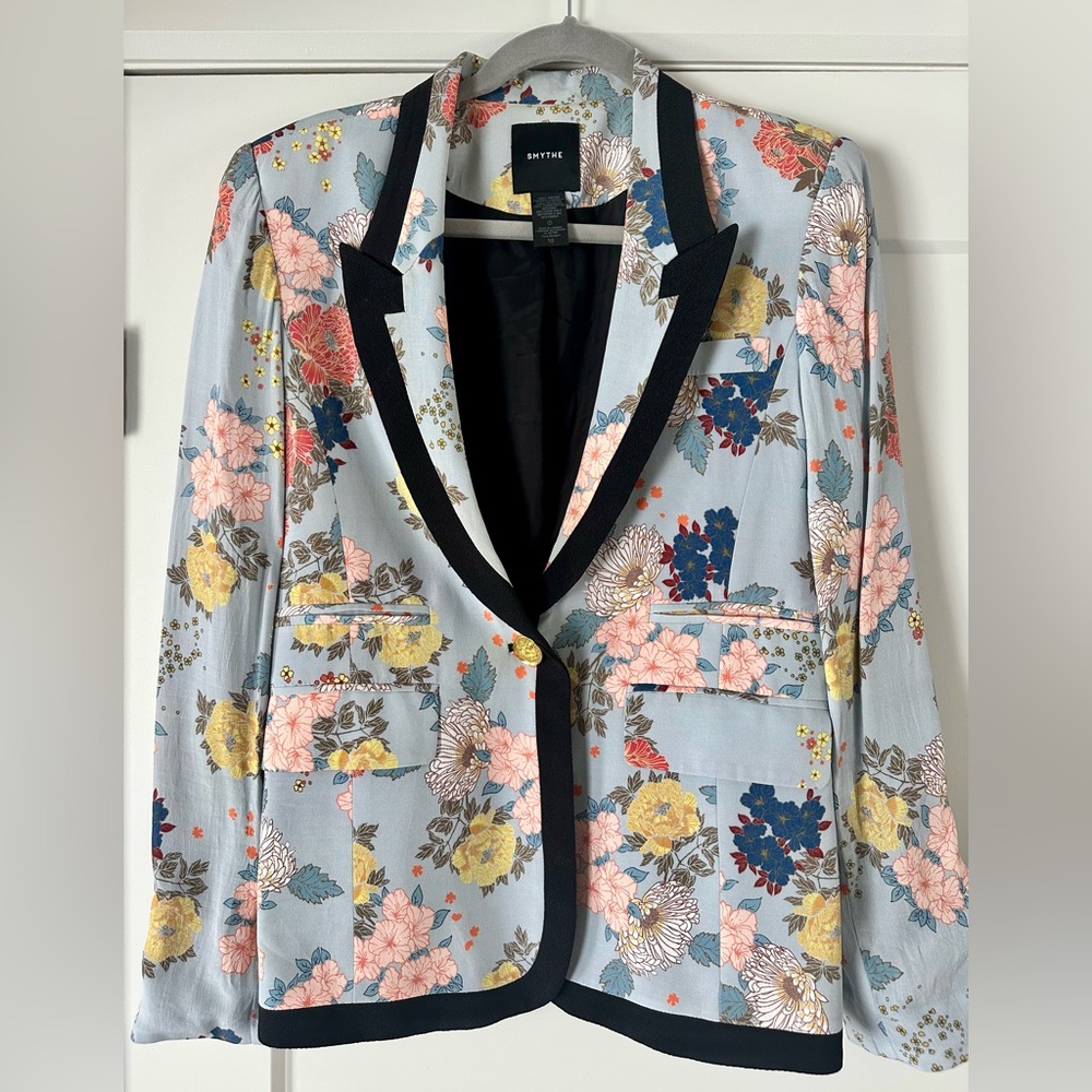 Smythe Floral Blazer - Blue and Pink